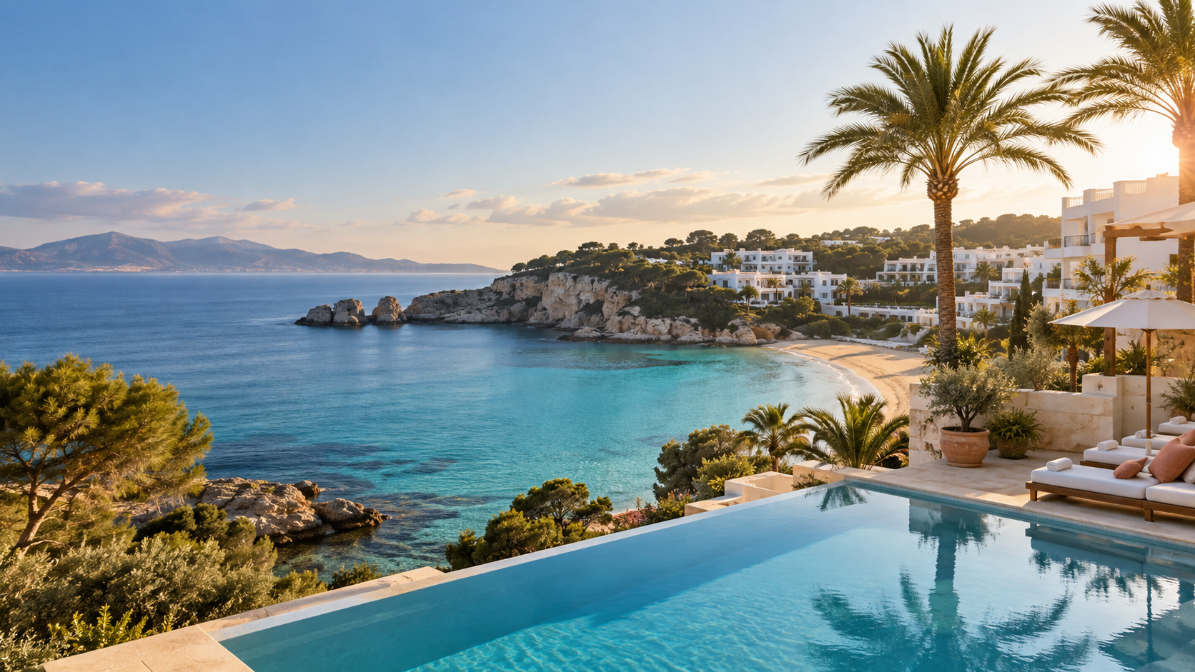 A calm Mediterranean cove and family resort in Mallorca